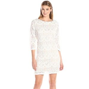 Ronni Nicole 3/4 sleeve ivory lace sheath dress